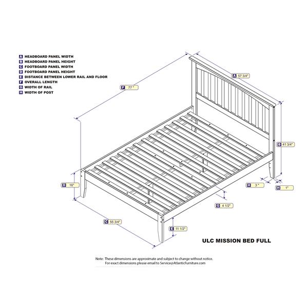 AFI Furnishings Mission Full Platform Bed with Open Footboard - Walnut