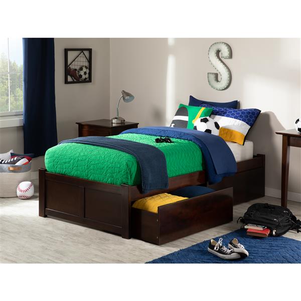 AFI Furnishings Concord Bed with Footboard and Two Drawers - Walnut