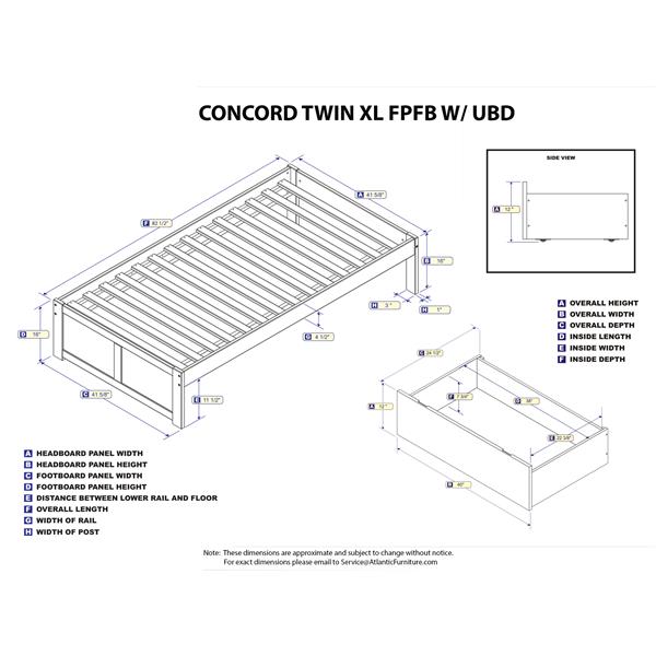 AFI Furnishings Concord Bed with Footboard and Two Drawers - Walnut