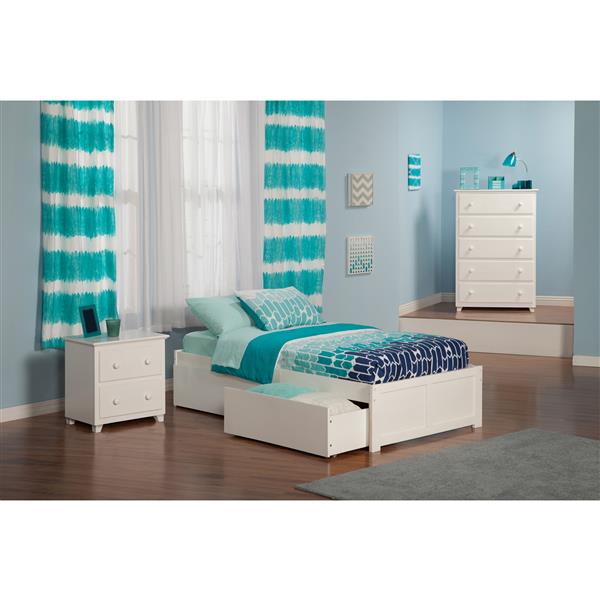 AFI Furnishings Concord Bed with Footboard and Two Drawers - White