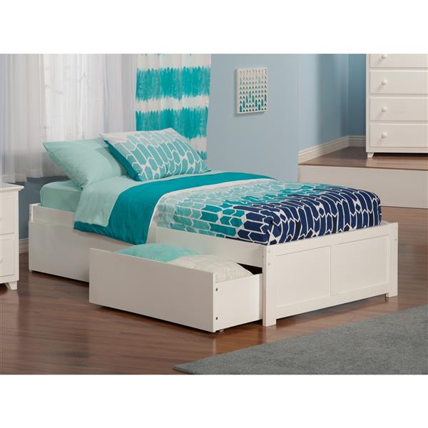 AFI Furnishings Concord Bed with Footboard and Two Drawers - White