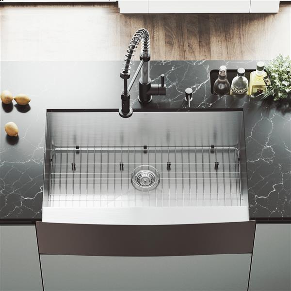 VIGO® Kitchen Sink with Faucet, Grid and Strainer -  33"