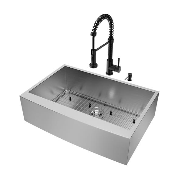VIGO® Kitchen Sink with Faucet, Grid and Strainer -  33"