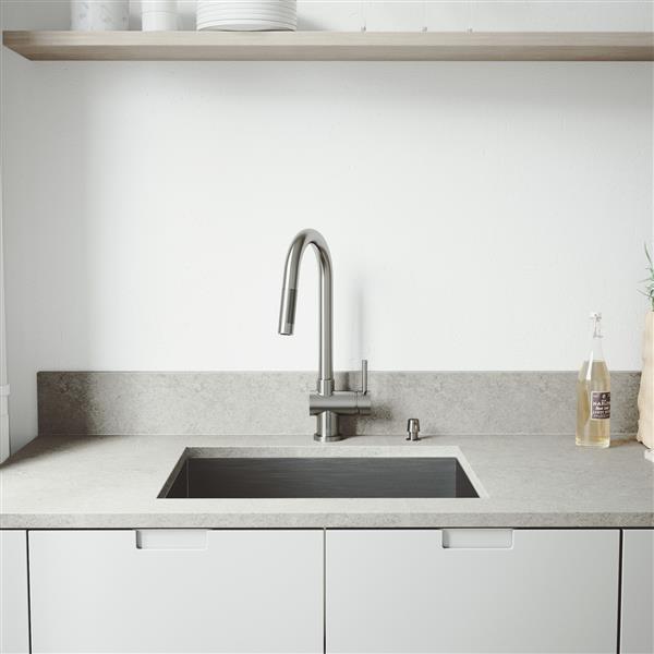 VIGO® Kitchen Sink with Faucet, Grid & Strainer - 23" X 18"
