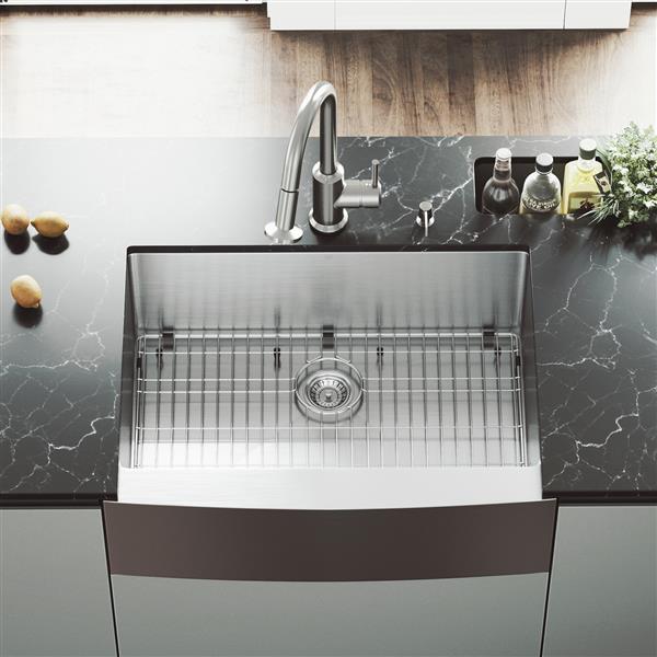VIGO® Kitchen Sink with Faucet, Grid and Strainer - 30"