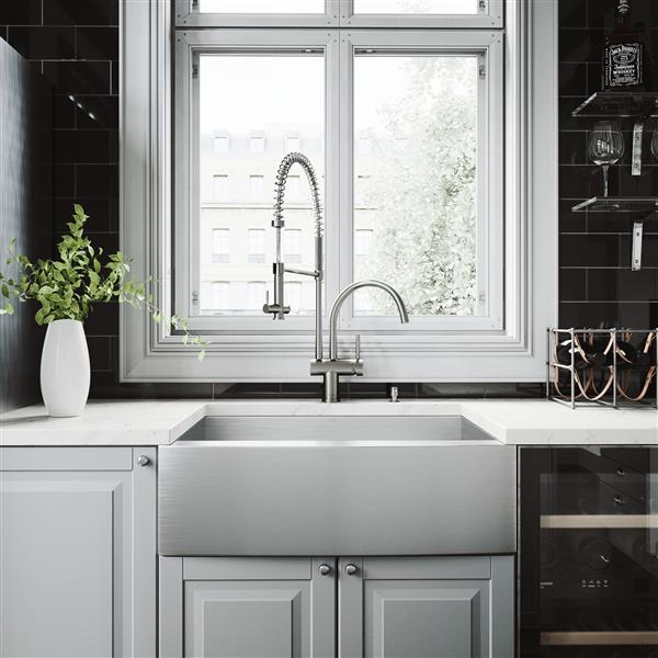 VIGO® Kitchen Sink with Faucet, Grid, Strainer - 30"