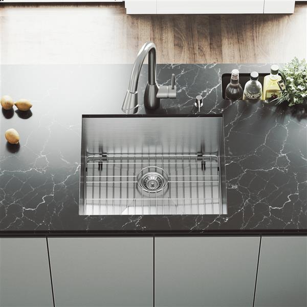 VIGO® Kitchen Sink with Faucet, Grid & Strainer - 23" X 20"