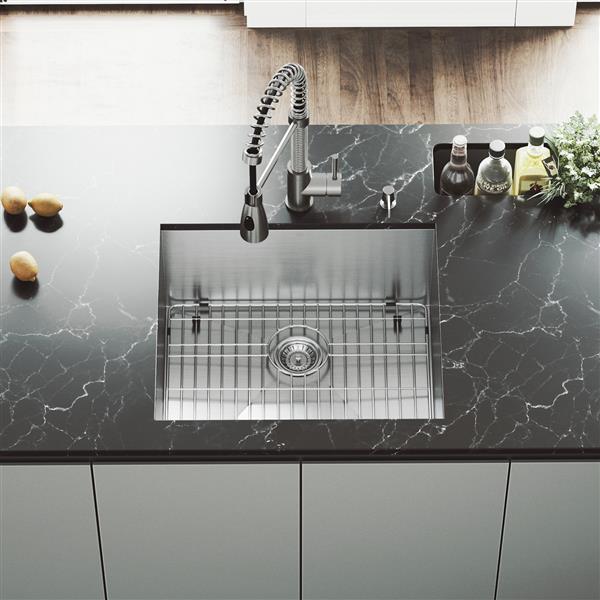 VIGO® Kitchen Sink with Faucet, Grid & Strainer - 23" X 20"