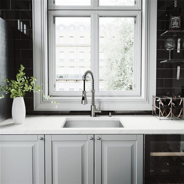 VIGO® Kitchen Sink with Faucet, Grid & Strainer - 23" X 20"