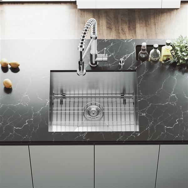 VIGO® Kitchen Sink with Faucet, Grid & Strainer - 23" X 20"