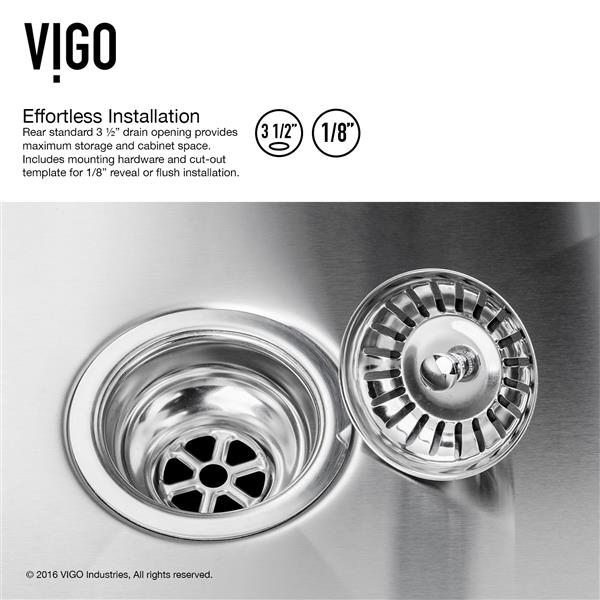Vigo Kitchen Sink With Faucet Grid Strainer 23 In X 20 In