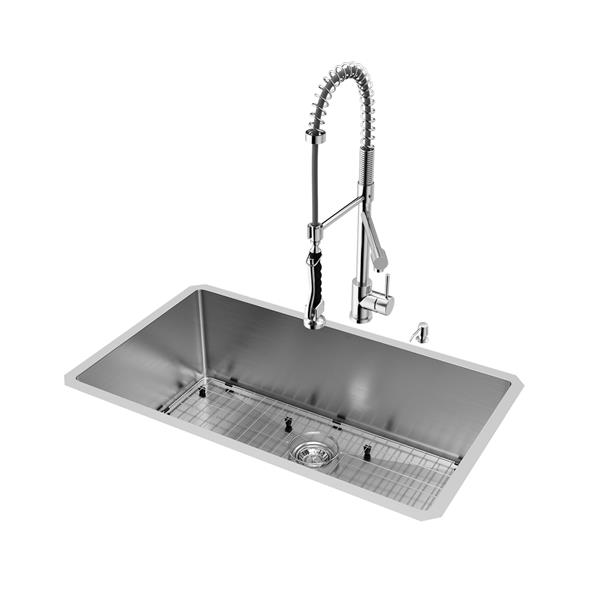 VIGO® Kitchen Sink with Faucet, Grid and Strainer - 32"