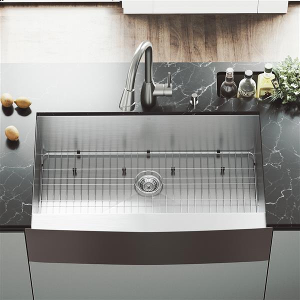 VIGO® Kitchen Sink with Faucet, Grid and Strainer - 36"