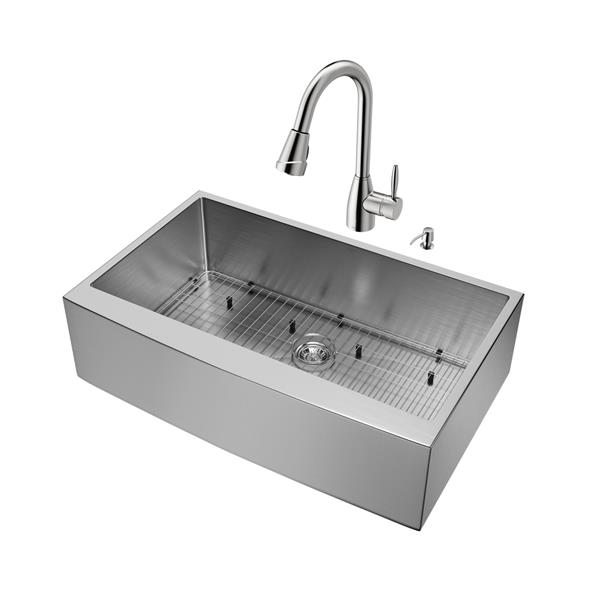 Vigo Kitchen Sink With Faucet Grid And Strainer 36