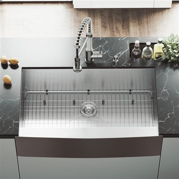 VIGO® Kitchen Sink with Faucet, Grid and Strainer - 36"