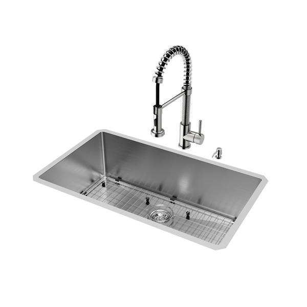 VIGO® Kitchen Sink with Faucet, Grid and Strainer - 32"