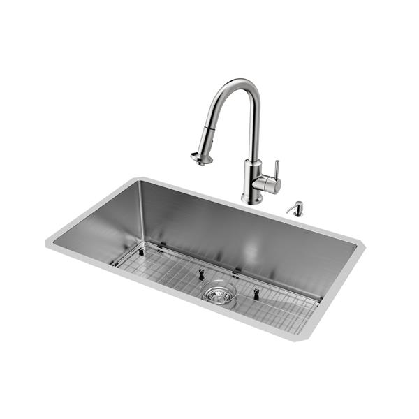 VIGO® Kitchen Sink with Faucet, Grid and Strainer - 32"