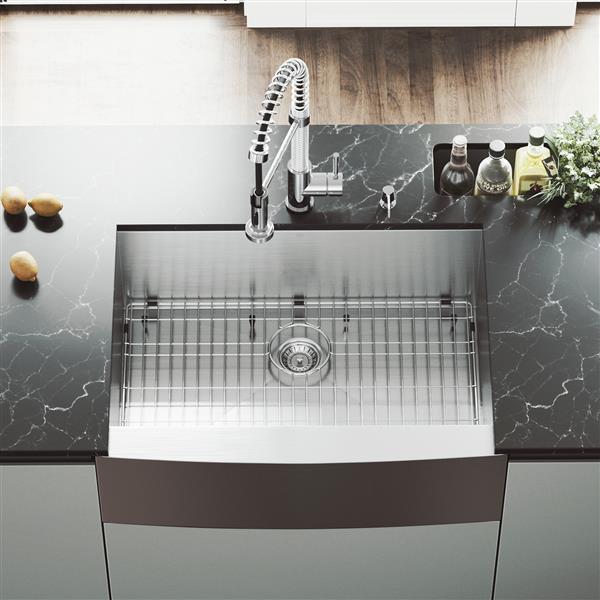 VIGO® Kitchen Sink with Faucet, Grid and Strainer -  30"