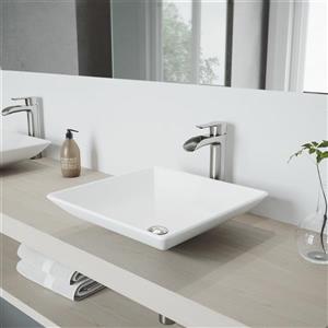 VIGO Hibiscus Vessel Bathroom Sink with Faucet - Chrome