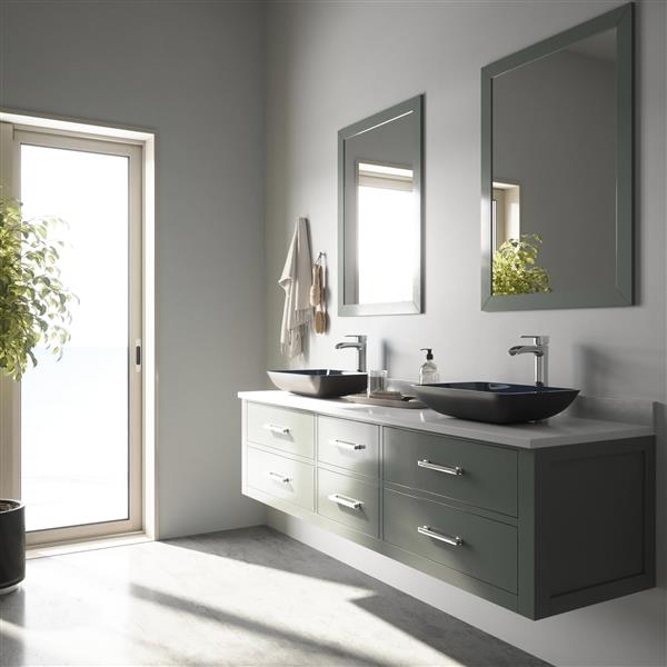 VIGO Glass Vessel Bathroom Sink with Faucet - Chrome
