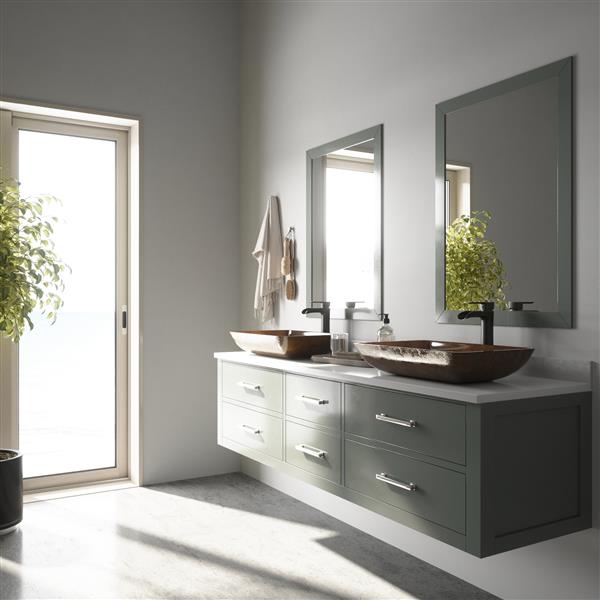 VIGO Glass&nbsp;15-in W x&nbsp;23-in L Rectangle Russet Vessel Bathroom Sink with Niko Faucet/Drain - Antique Rubbed Bronze