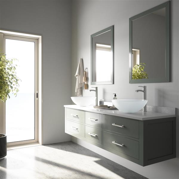 VIGO Glass Vessel Bathroom Sink with Faucet - Nickel