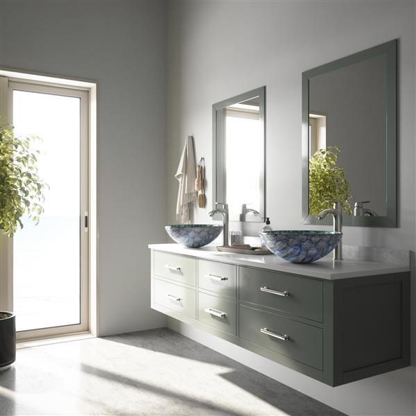 VIGO Oceania Glass Vessel Sink and Faucet Finish - Nickel