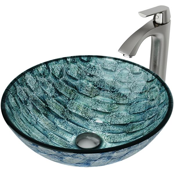 VIGO Oceania Glass Vessel Sink and Faucet Finish - Nickel