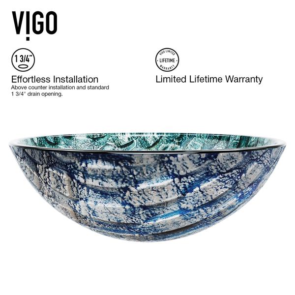 VIGO Oceania Glass Vessel Sink and Faucet Finish - Nickel