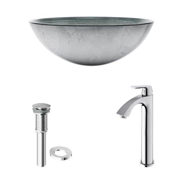 VIGO Glass Vessel Sink and Faucet - Chrome
