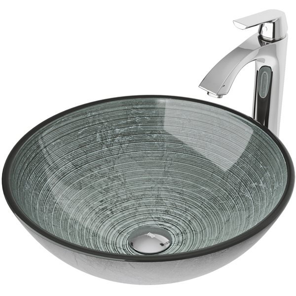 VIGO Glass Vessel Sink and Faucet - Chrome