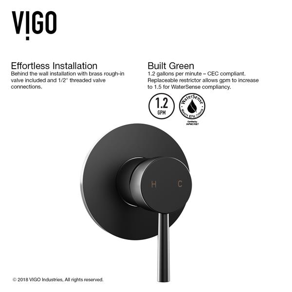 VIGO Olus Wall Mount Bathroom Faucet - 1 Handle - Matte Black