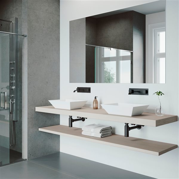 VIGO Titus&nbsp;3-in H Two-Handle Bathroom Wall Mount Faucet - Matte Black