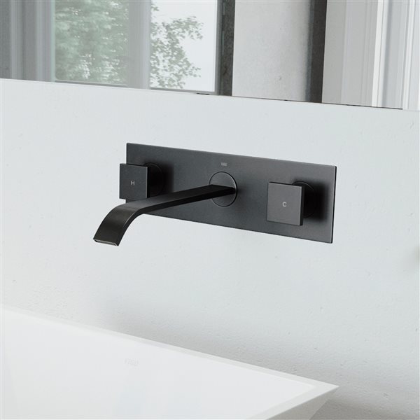 VIGO Titus&nbsp;3-in H Two-Handle Bathroom Wall Mount Faucet - Matte Black
