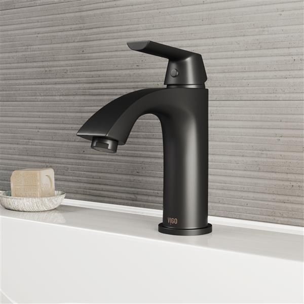 Vigo Penela Single Hole Bathroom Faucet 1 Handle Matte Black