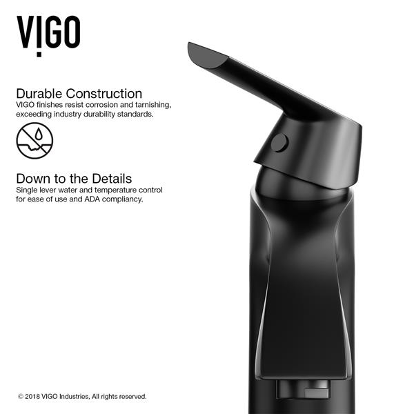 VIGO Linus Vessel Bathroom Faucet - 1 Handle - Matte Black