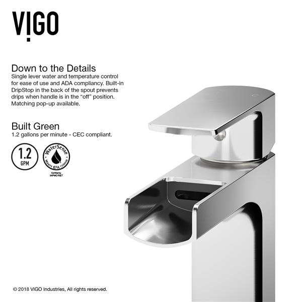 VIGO Ileana Single Hole Bathroom Faucet with Deck Plate