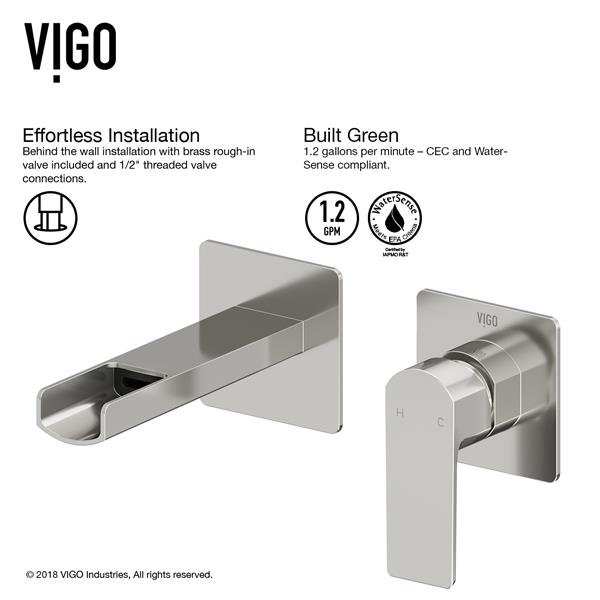 VIGO Atticus Wall Mount Bathroom Faucet - Brushed Nickel