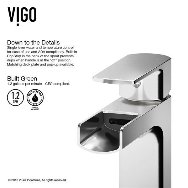 VIGO Ileana&nbsp;7-in H Single Handle One-Hole Bathroom Faucet - Chrome