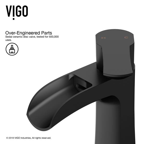 VIGO Paloma 1-Handle Matte Black Single Hole Bathroom Faucet