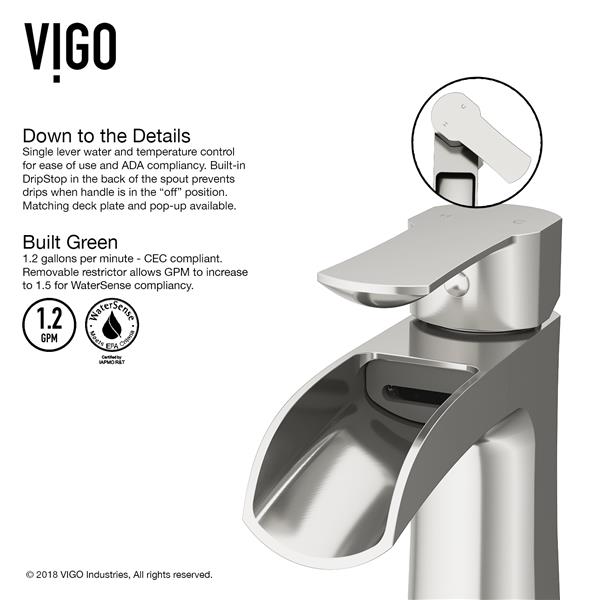 VIGO Paloma Single Hole Bathroom Faucet - Brushed Nickel