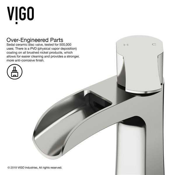 VIGO Paloma&nbsp;7-in H Single Handle One-Hole Bathroom Faucet - Brushed Nickel