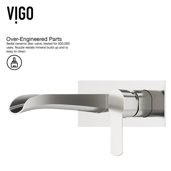 VIGO Cornelius&nbsp;3-in H Single Handle&nbsp;2-Hole Bathroom Wall Mount Faucet - Brushed Nickel