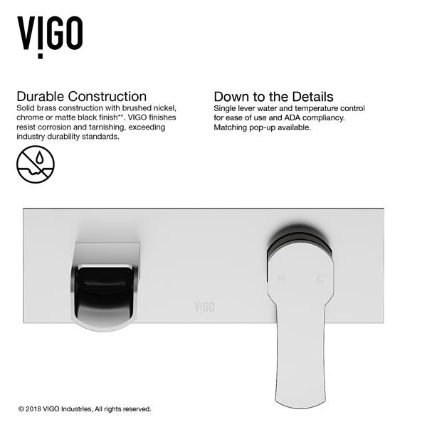 VIGO Cornelius Wall Mount Bathroom Faucet - 1 Handle