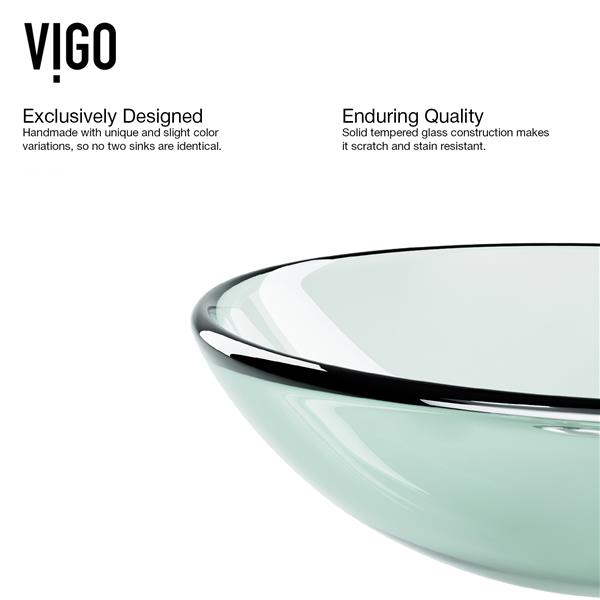 VIGO Crystalline Vessel Bathroom Sink with Faucet