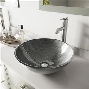 VIGO Glass Vessel Bathroom Sink with Faucet - Bronze