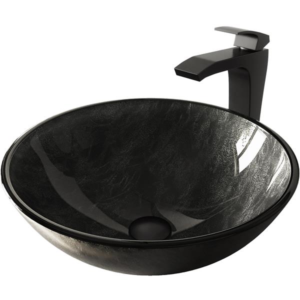 VIGO Glass Vessel Bathroom Sink with Faucet - Bronze