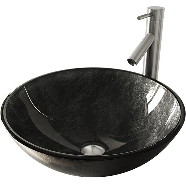 VIGO Glass Vessel Bathroom Sink with Faucet - Bronze