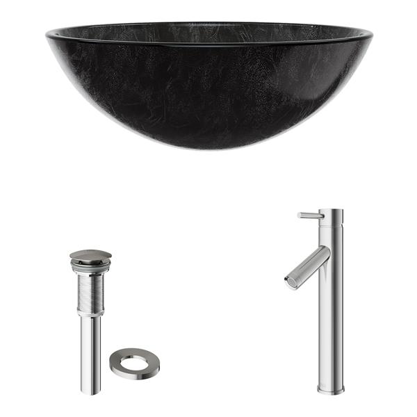 VIGO Glass Vessel Bathroom Sink with Faucet - Bronze