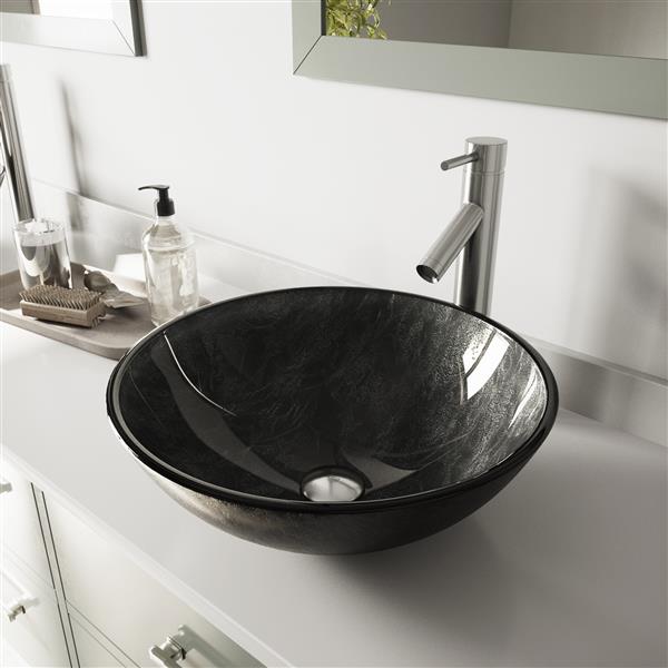 Vigo Glass Vessel Bathroom Sink With Faucet Bronze Vgt570 Rona